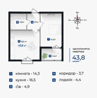 Чудова 1 кім. квартира р-н Бам_KC