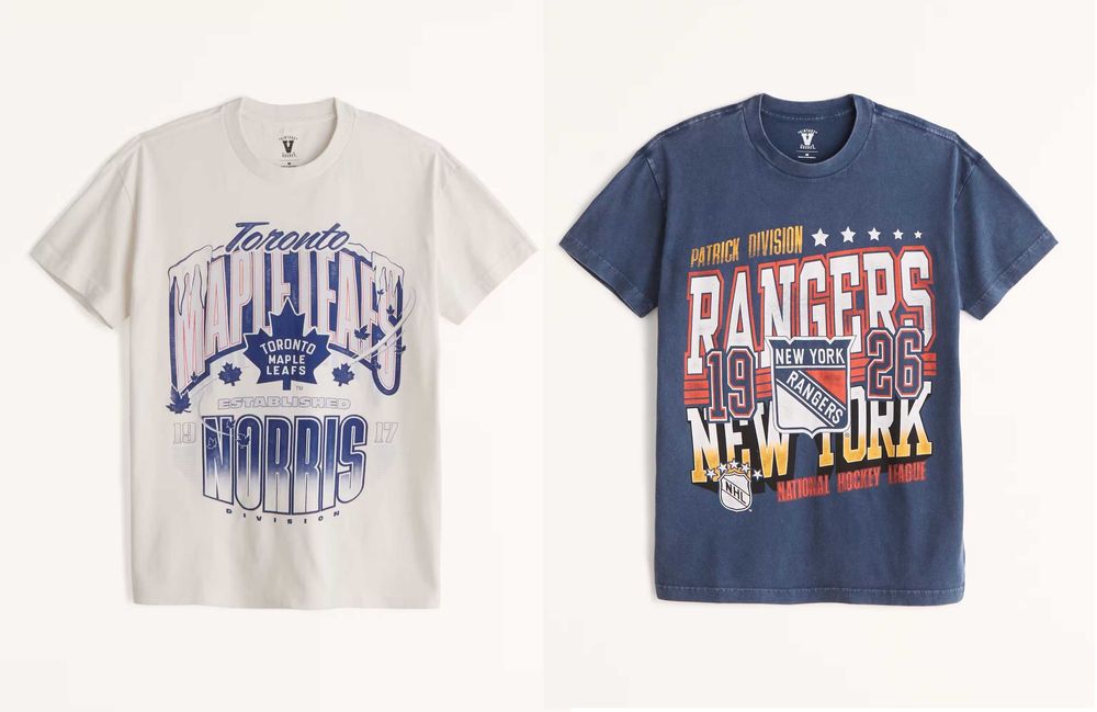 Футболка Abercrombie & Fitch с хоккейным принтом (M,L) Оригинал