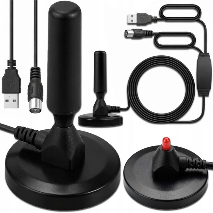ANTENA Pokojowa Do TV Naziemnej Wewnętrzna DVB-T2 USB Telewizyjna Stabilna