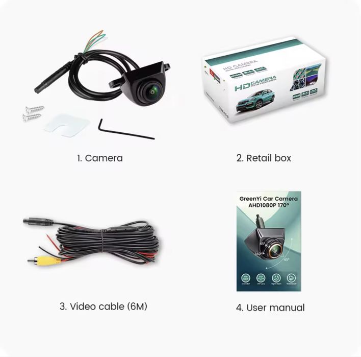 Автомобильная камера заднего вида Full HD  170 ° универасльная
