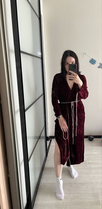 Велюровий халат Mango casual