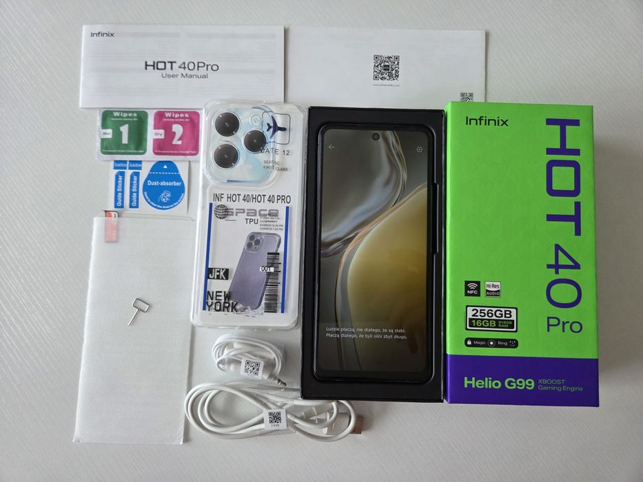 Infinix Hot 40 Pro – stan idealny, 8 miesięcy gwarancji, nowe szkło hartowane + nowe etui