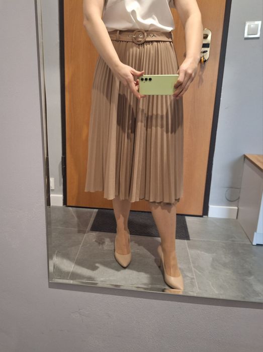 Spódnica midi MOHITO XL plisowana beż