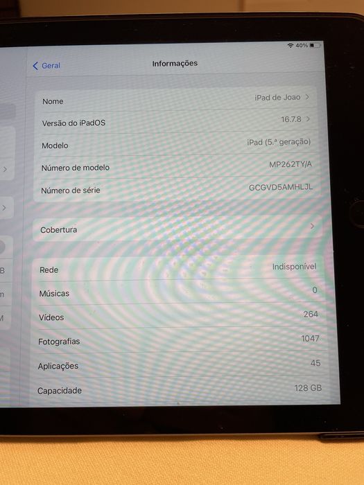 Ipad 5a geração 128gb! Como NOVO!