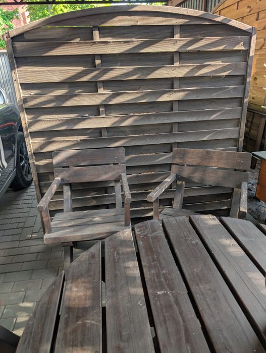 Panel Lamelowy Płot pełny Drewniany Ogrodowy z łukiem brąz 180x180 cm