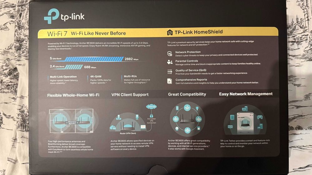 Router TP-LINK Archer BE3600 2.4 / 5 GHz (DualBand), Wi-Fi 7 Mesh GW