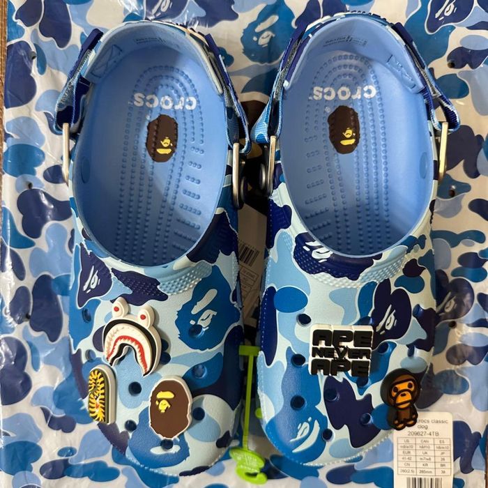 Сабо, капці Crocs x Bape Classic Clog ABC Camo Blue. Оригінал.