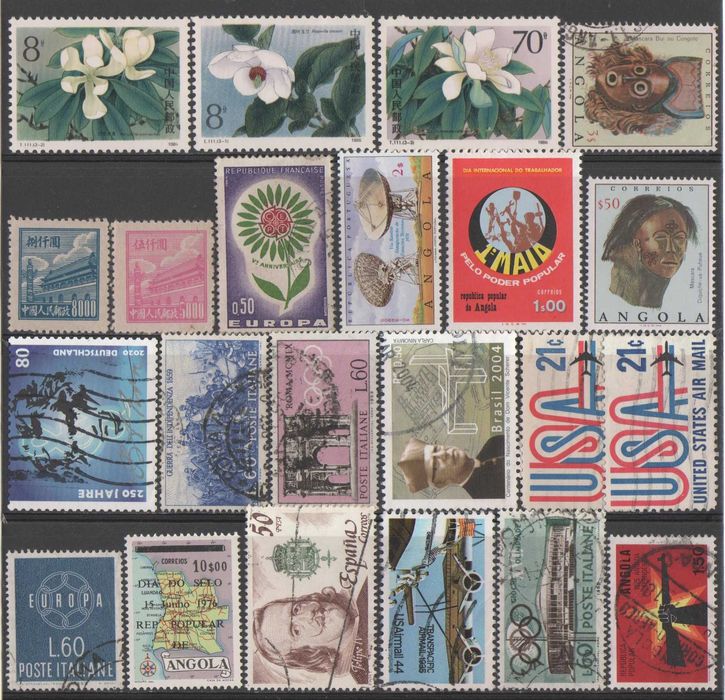 Filatelia: 141 selos novos e usados, mundiais