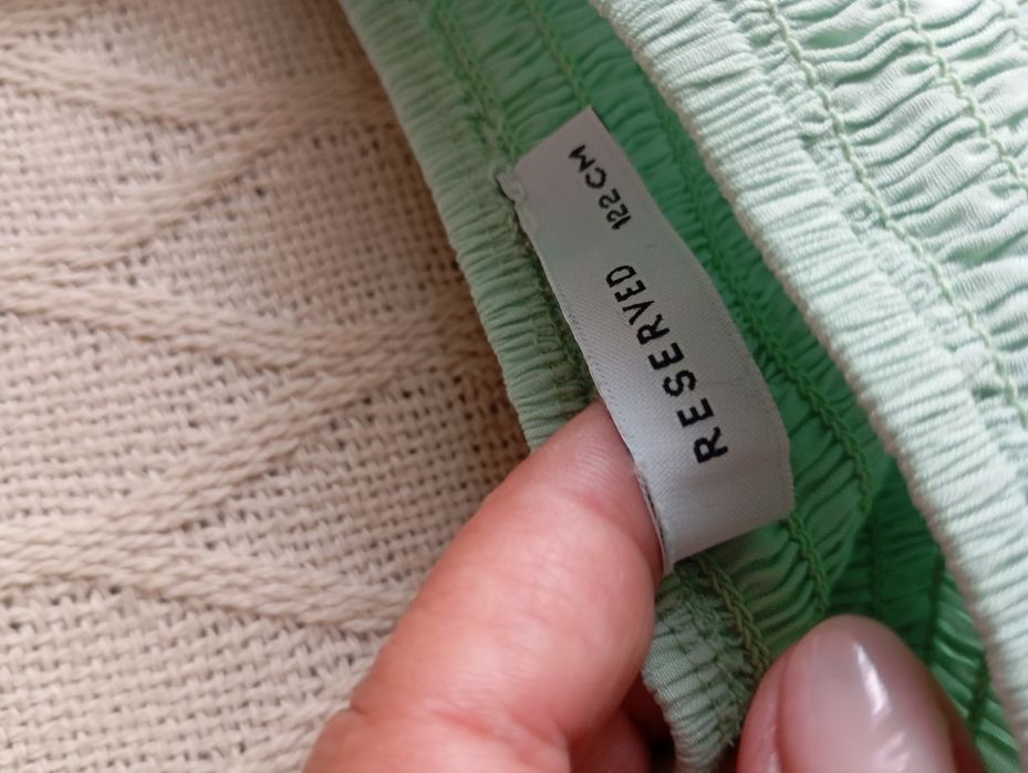 RESERVED 122r. Długa marszczona miętowa sukienka do kolan