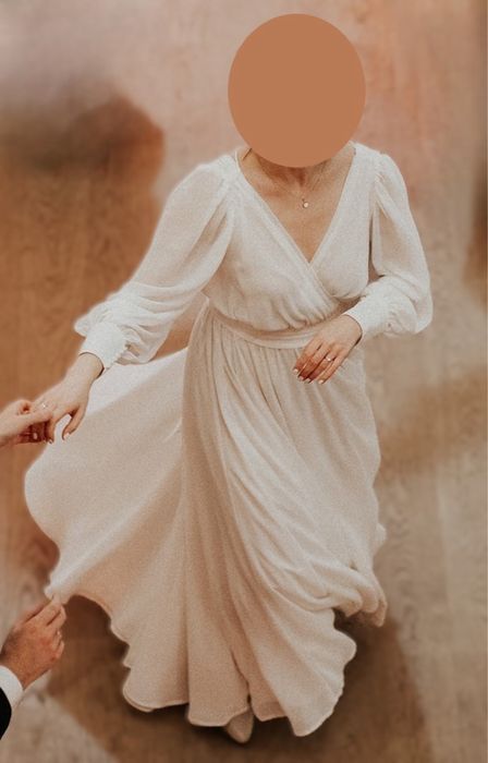 Suknia ślubna boho z długim rękawem