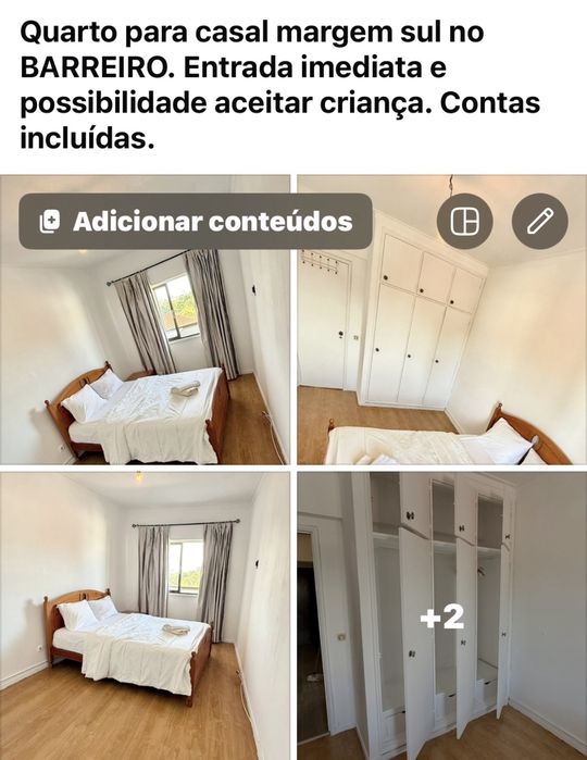 Quarto para casal margem em barreiro