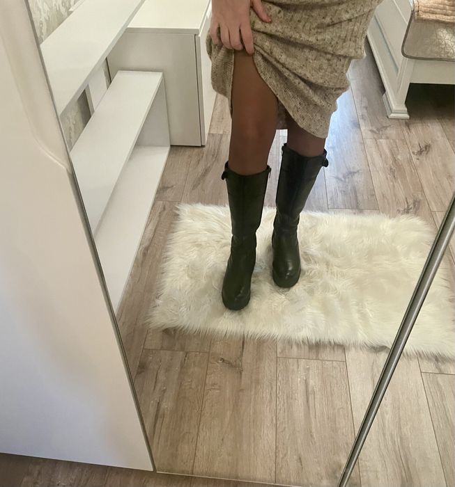 Кожаные сапоги трубы