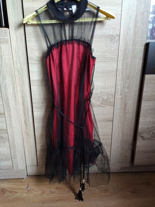 Czerwono-czarna sukienka mini rozm 40