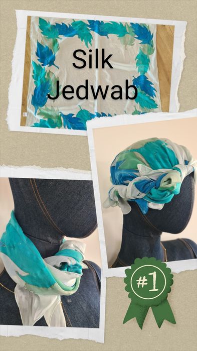 Chusta Apaszka Gawroszka Szal Poszetka. 100% Jedwab Silk. Kwadratowa.