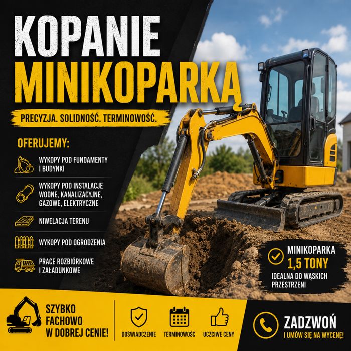 Usługi minikoparką | Roboty ziemne | Wykopy