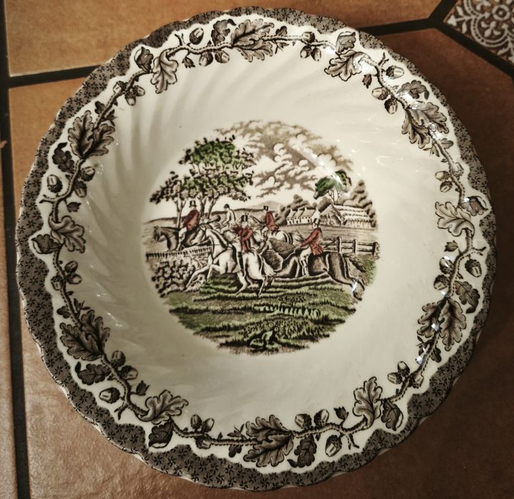 Angielska misa Myott Country Life 21 cm – Scena myśliwska,Vintage 198