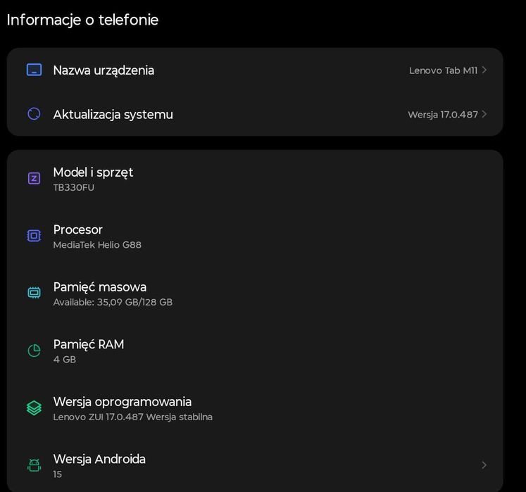 tablet lenovo tab m11 4 gb ramu 128 gb pamięci + etui
