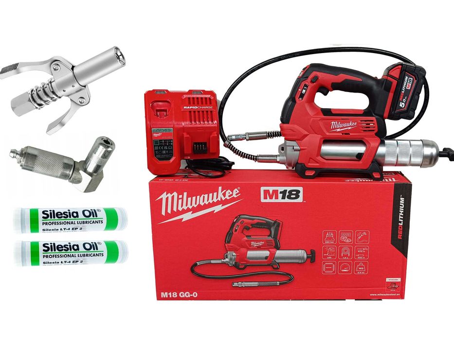 Mocna Smarownica Milwaukee M18 GG 690 Bar akumulator 5Ah Zestaw FV23%