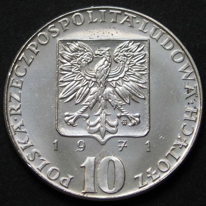 Polska 10 złotych 1971 - FAO ryba flądra FIAT PANIS