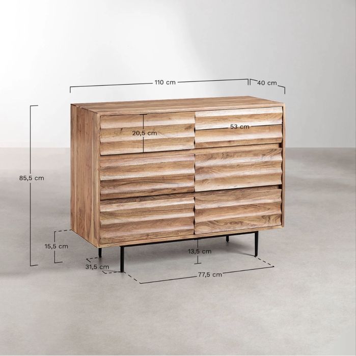 Cómoda em madeira de acacia Petter