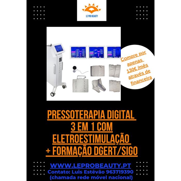 Pressoterapia digital 3 em 1 com eletroestimulação + Curso Dgert