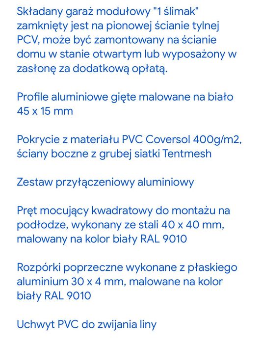 INTENDA Garaż samochodowy skladany modułowy