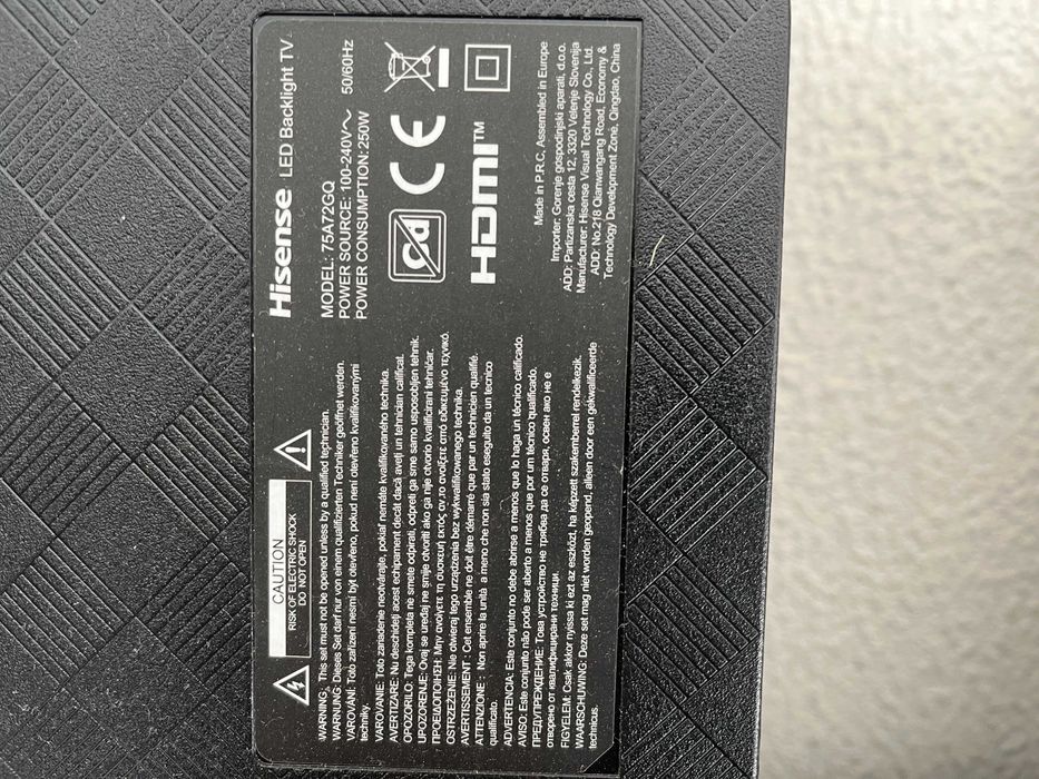 Vendo Tv Led  smart HISENSE 75"