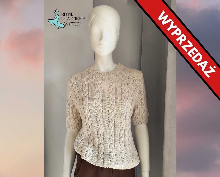 -> WYPRZEDAŻ ZIMOWA - Sweterek z warkoczowym splotem – Made in Italy