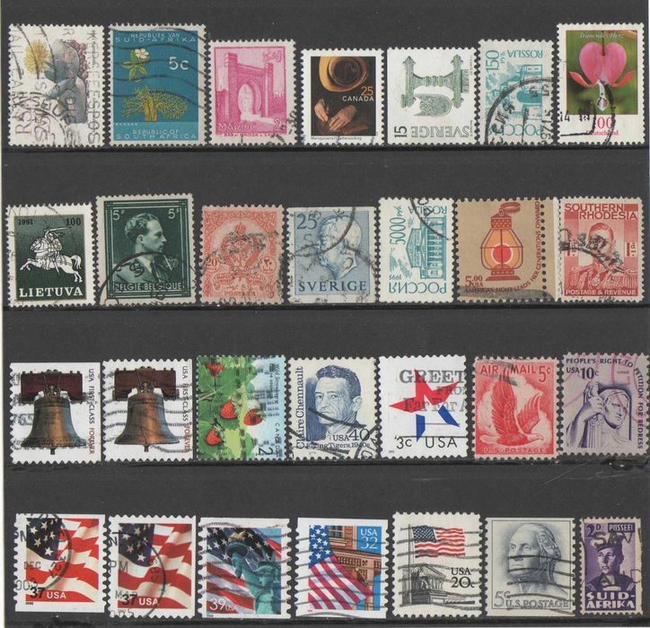 Filatelia: 141 selos novos e usados, mundiais