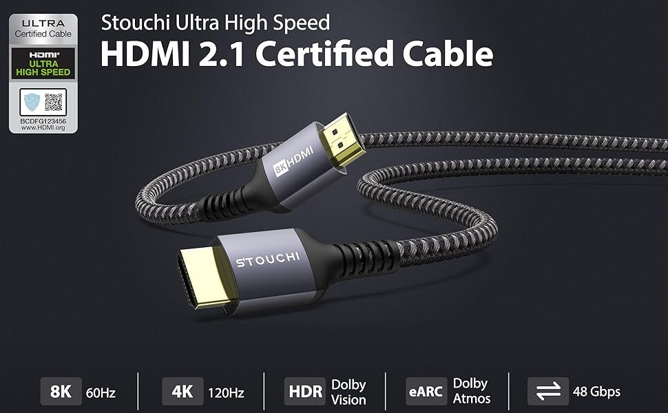 kabel HDMI do HDMI 8K  Kabel HDMI Stouchi Ultra High 2.5m Pleciony
