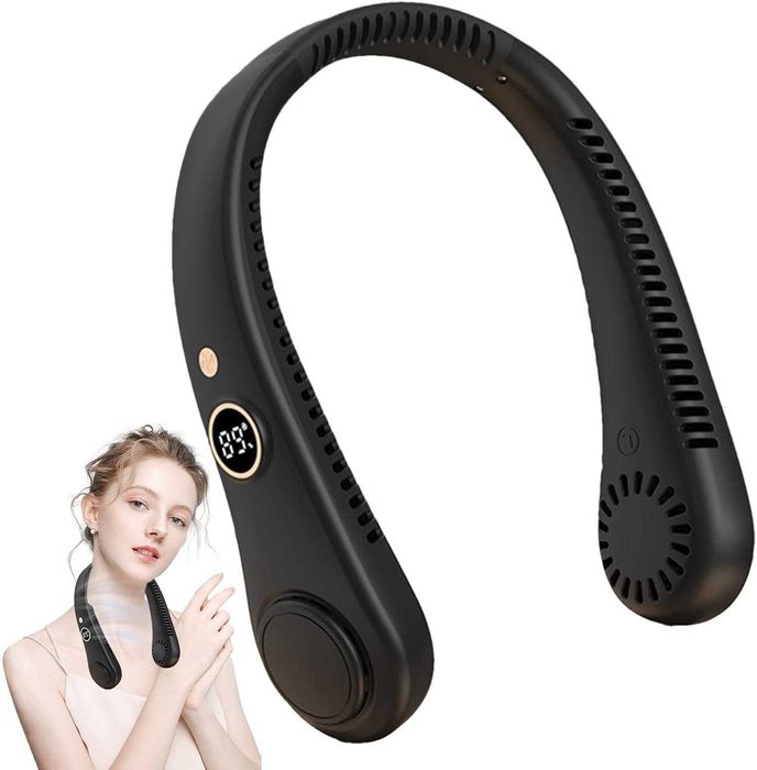 Wiatrak Wentylator Na Szyję USB Przenośny Wiatrak Klimatyzator LCD