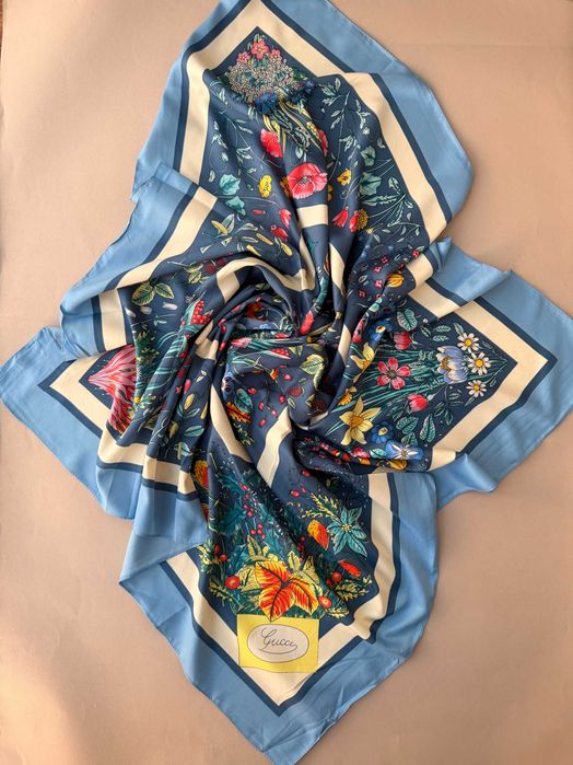 Платок Gucci Silk Blue new 90/90cm