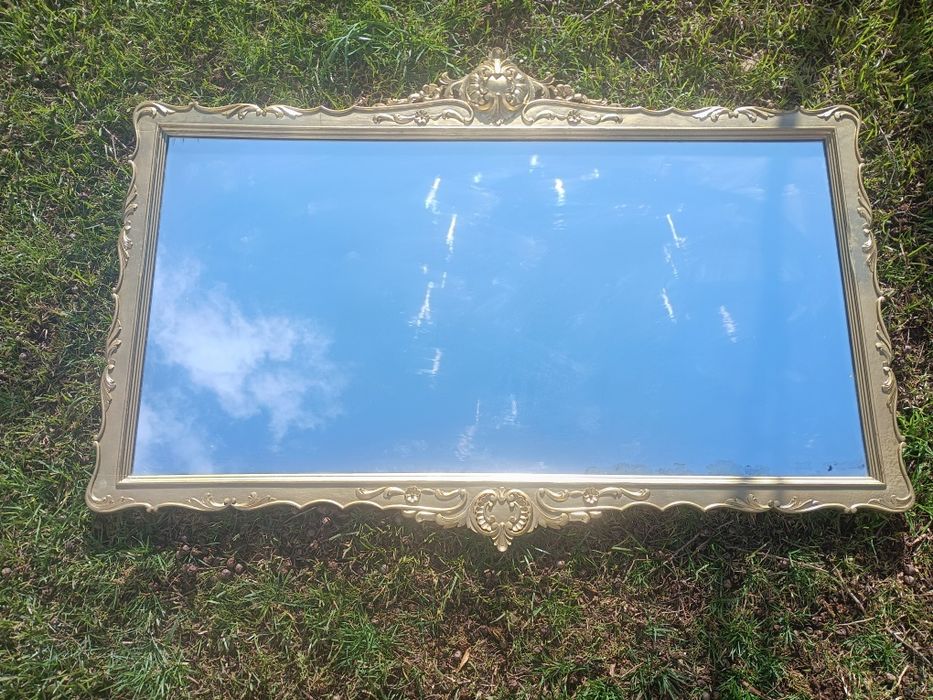 Espelho decorativo retangular, moldura talha dourada de estilo clássic