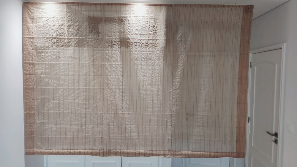 Cortinas organza estore + portiers seda selvagem com varão metal