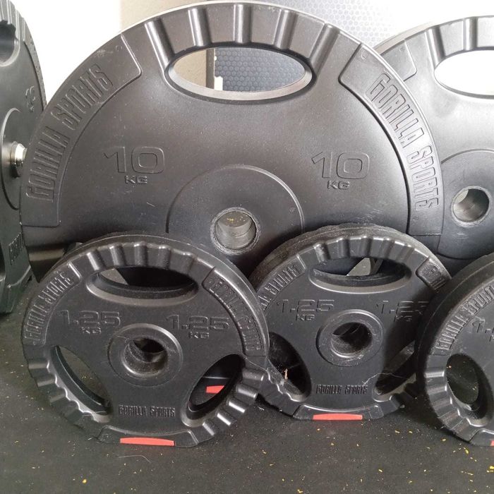 Conjunto de barra e pesos musculação447369020840366081