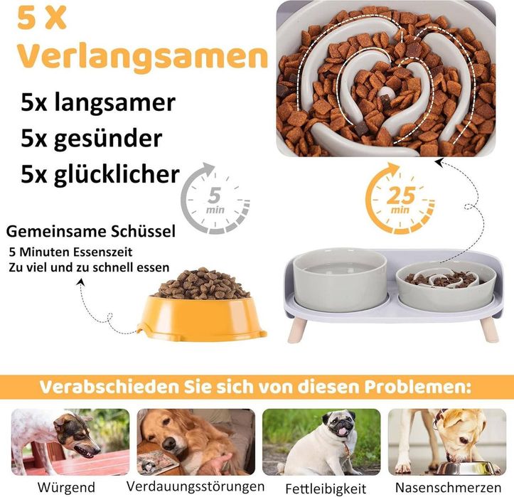 2 шт. Набір керамічних мисок для собак 37х11 см PTOBER