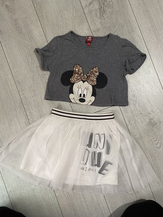 Komplet myszka miki mickey mouse 128 7-8 lat spódniczka tiulowa top