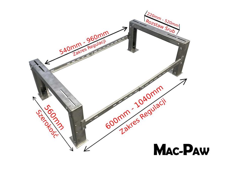 Stojak Do Pompy Ciepła, Klimatyzatora 480kg, N2480. STAL NIERDZEWNA