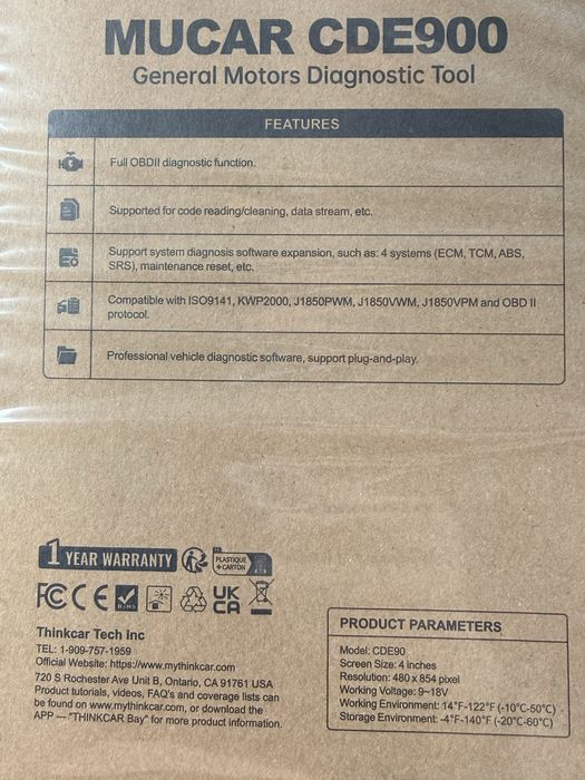 Leitor diagnoticos touchscreen OBD/OBDII CDE900 MUCAR