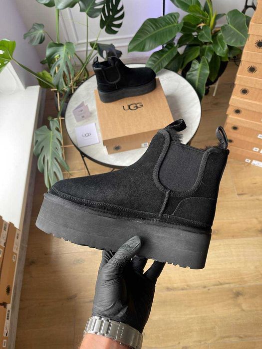 АКЦІЯ! Жіночі натуральні уггі Ugg Neumel Chelsea Black Platform(36-41)