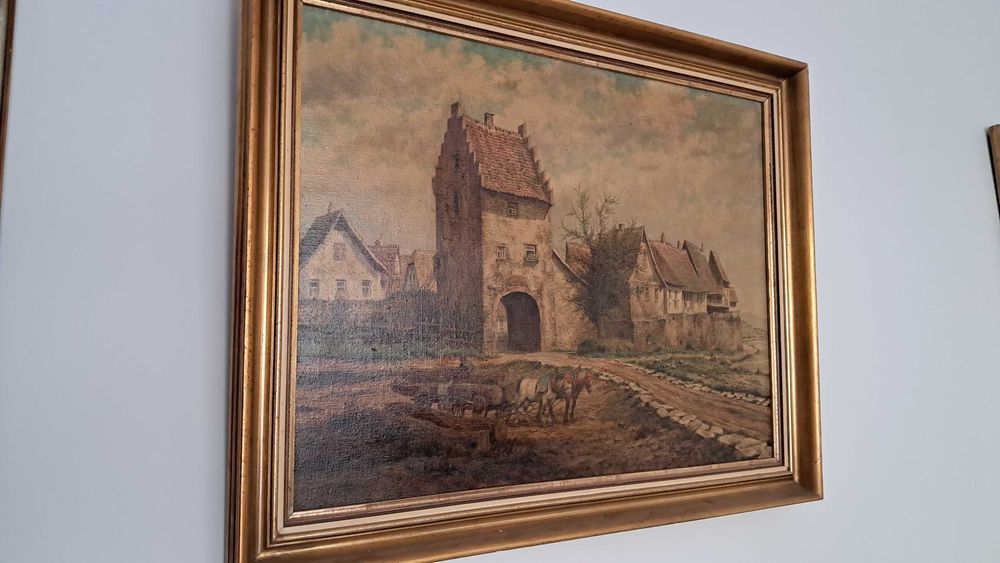 Stary obraz malowany na płótnie Karl Luckhardt 1886