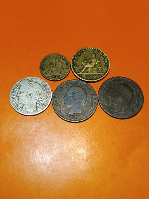 Zestaw monet Francja 1856 - 1923/ 5 szt