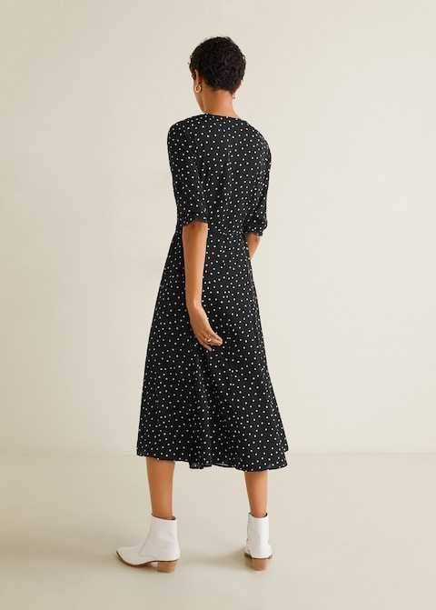 Vestido cruzado preto c/bolinhas da Mango T: M Novo c/etiqueta