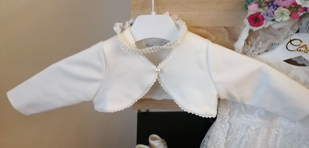 Sukienka koronkowa na chrzest r.74 + dodatki, jak nowa