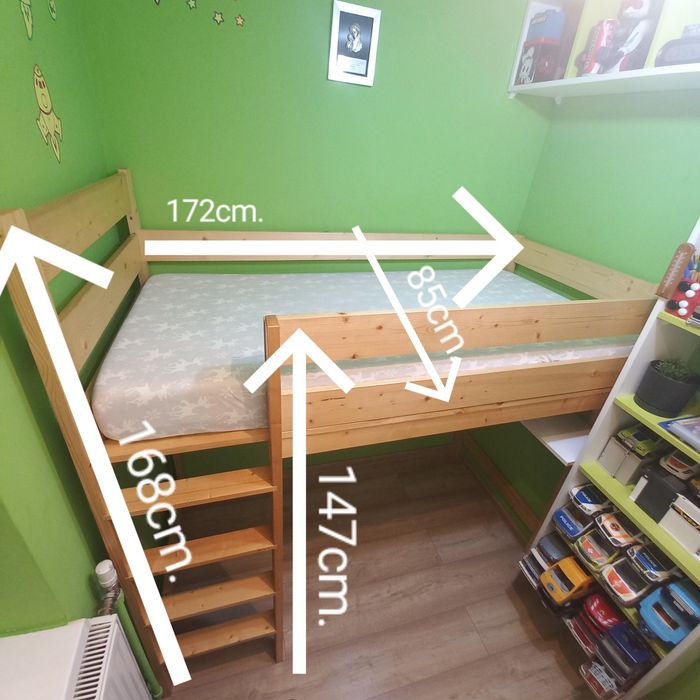 Solidne drewniane łóżko piętrowe + materac. Stan Idealny.