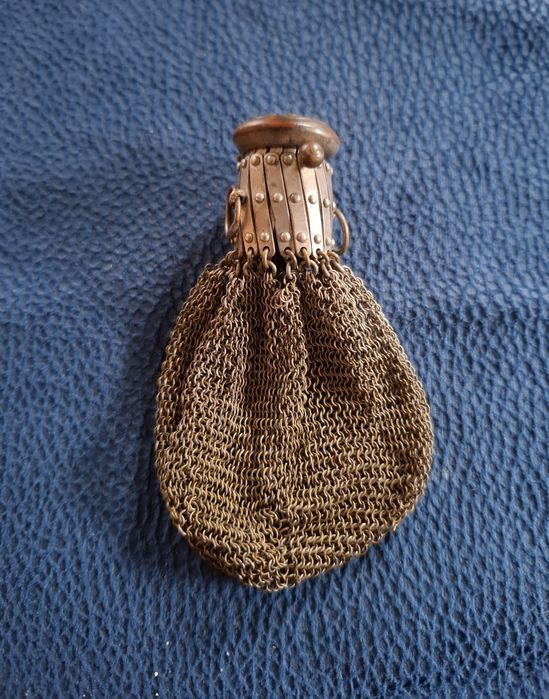 Sakiewka kolczugowa 1900 r. Niemcy mosiądz srebrzony Unikat