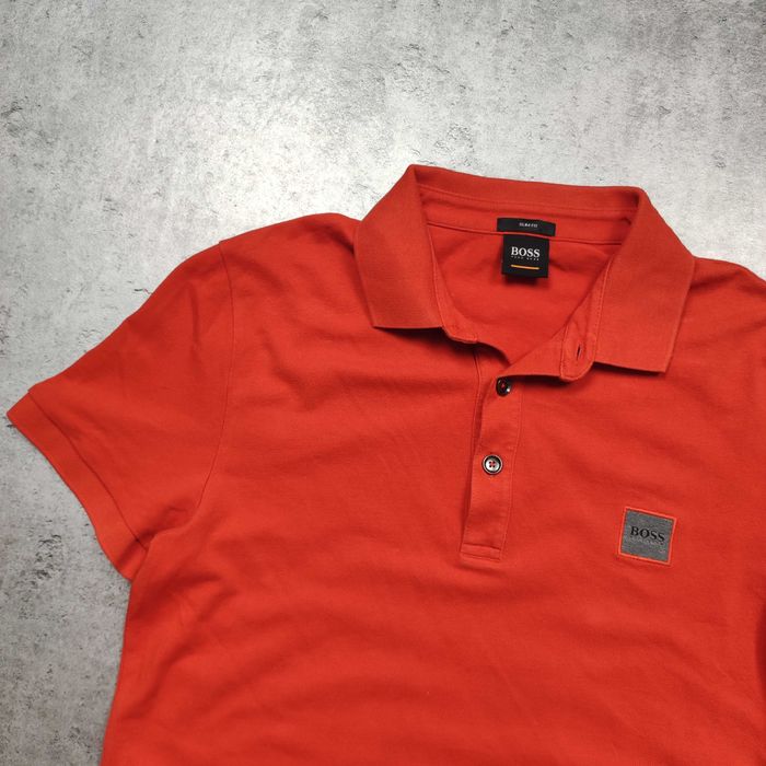MĘSKA Elegancka PREMIUM Koszulka Polo Bawełna Hugo Boss Orange Classic