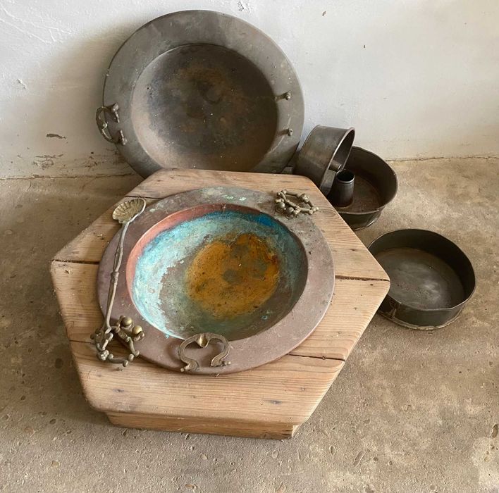 Pulverizador cobre, Celha, Crivos , Braseira - restauro - velharias