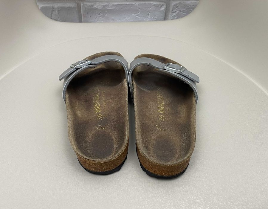 Klapki Damskie Birkenstock Madrid Silver Srebne Rozmiar 36