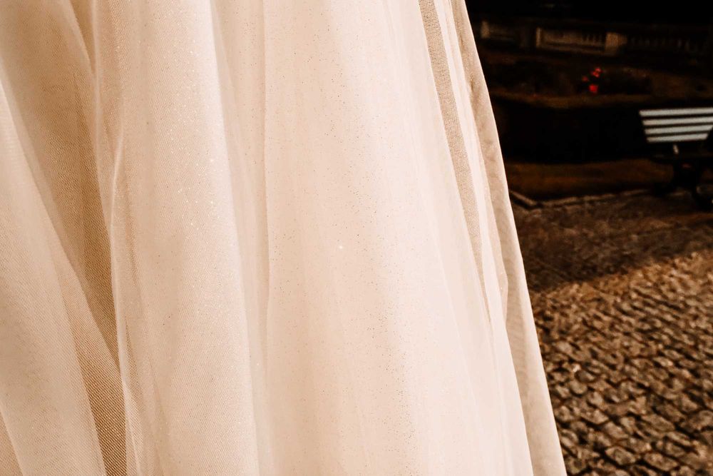 suknia ślubna, brokatowa, zdobiony gorset, XS